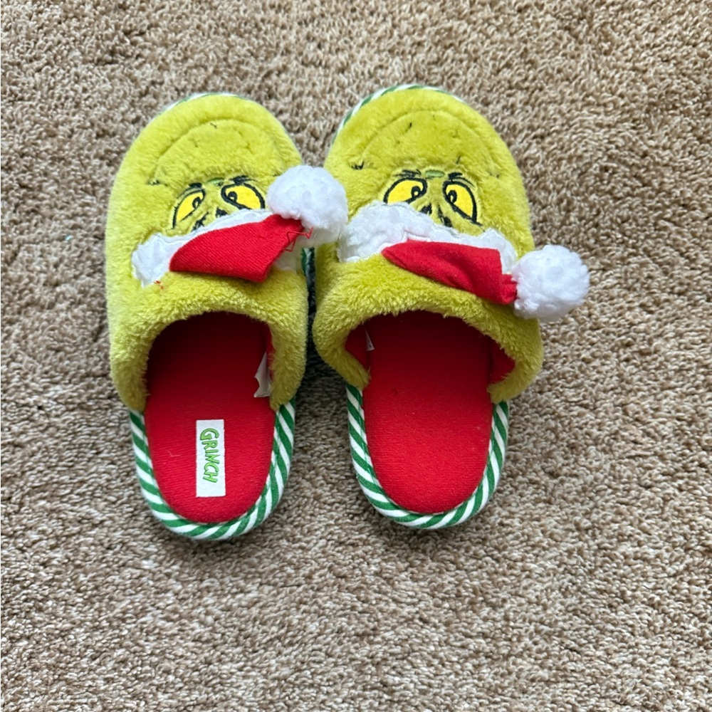 Festive Grinch Kids Slippers - Yellow and Red - Picture 2 of 5